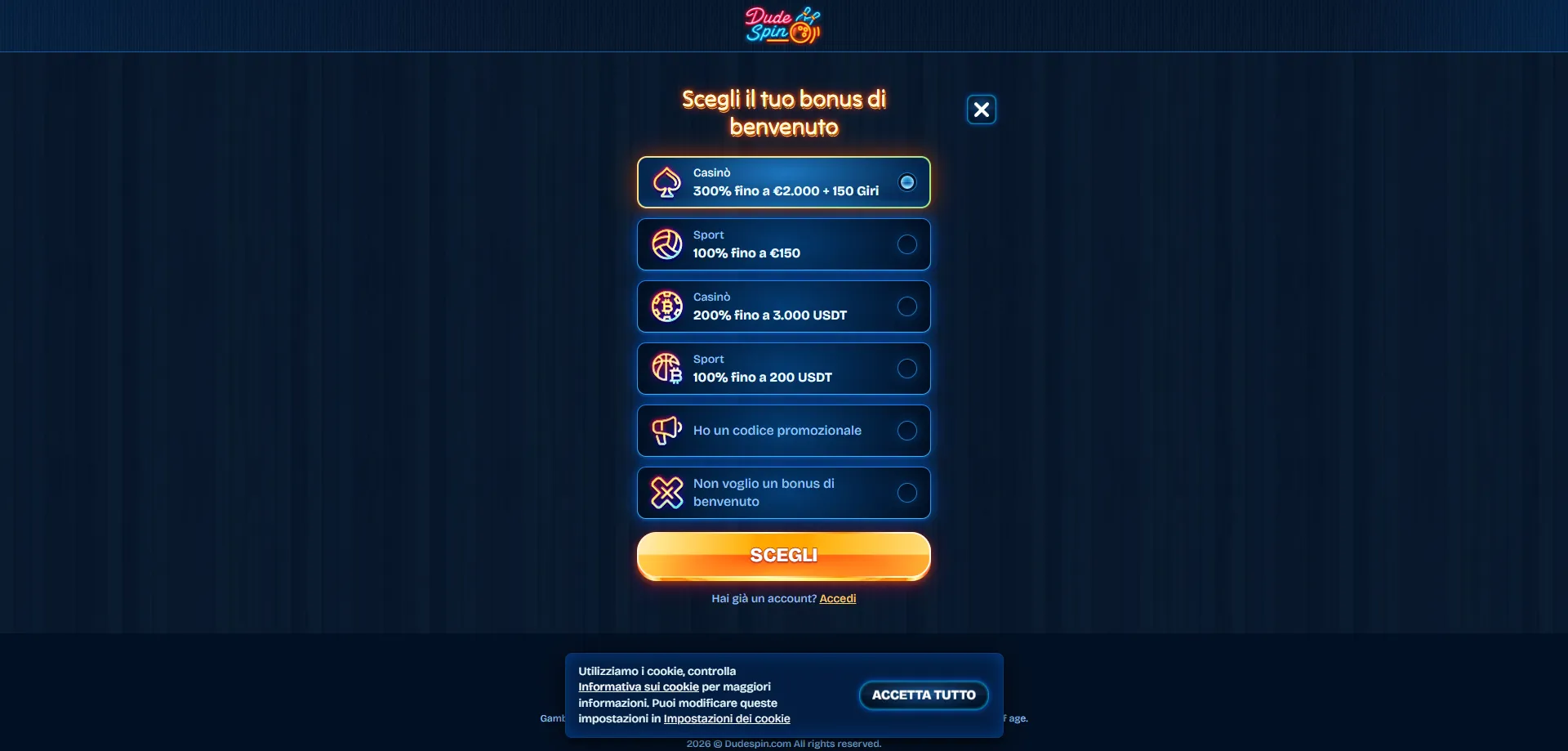 Dudespin Casino registrazione — crea il tuo account in pochi minuti